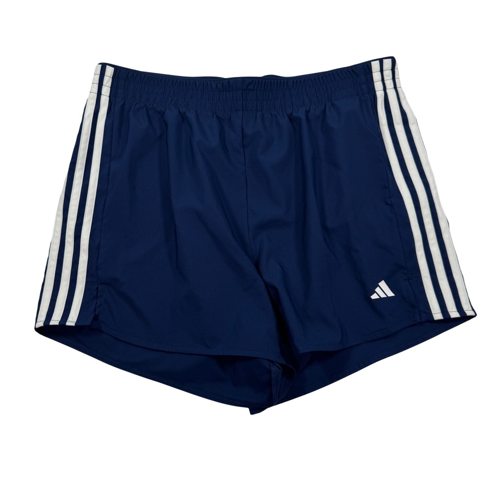 Adidas Women 3S Short High R Dark Blue White Stripes Training Shorts Large NEW
